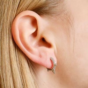 New Sterling Silver 925 Crystal Spike Hoops earrings set